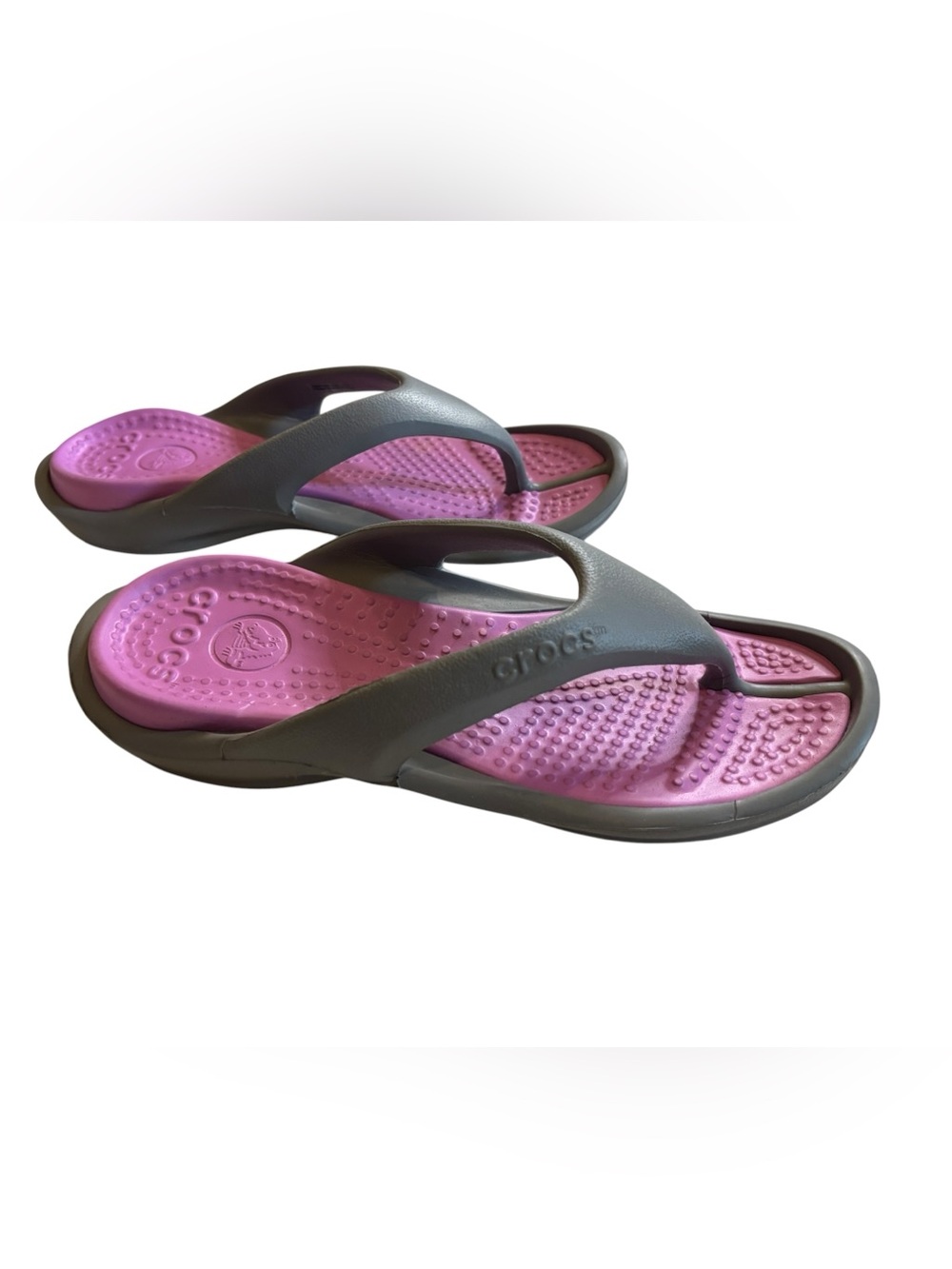 CROCS Athens Flip Thong Sandals in Two-Tone Pink and Gray Women’s Size 8 - Picture 4 of 6